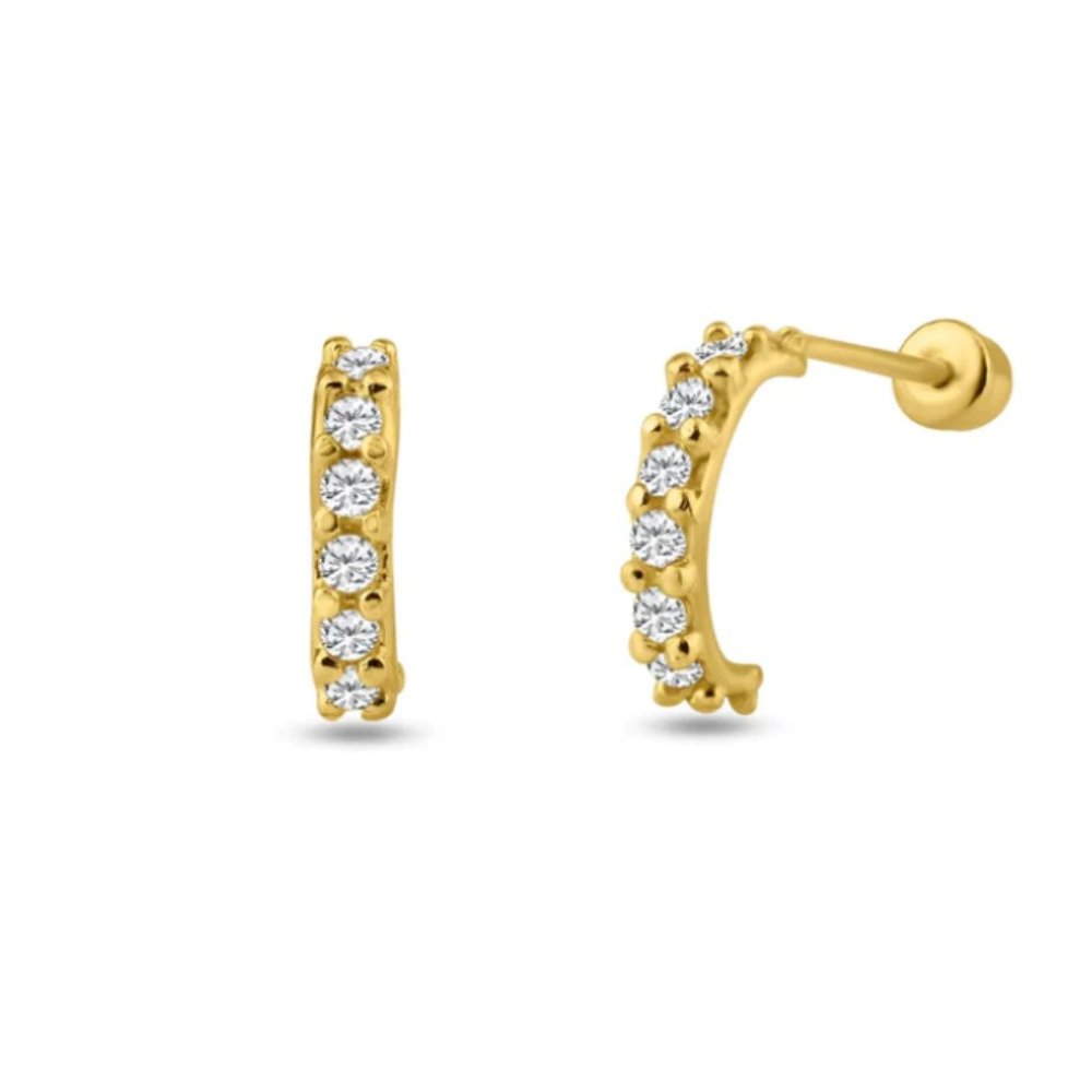 14k Gold Half Hoop Earrings, Gold Huggie Earrings